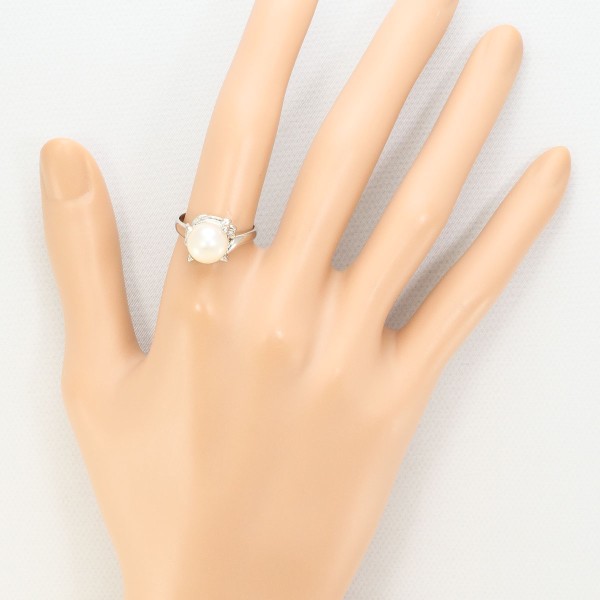 PT900 プラチナ リング 指輪 12号 パール(真珠) 約9mm ジュエリー 中古