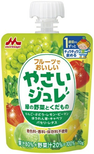森永乳業 フルーツでおいしいやさいジュレ 緑の野菜とくだもの 70g パウチ 108個 (36個入×3 まとめ買い)
