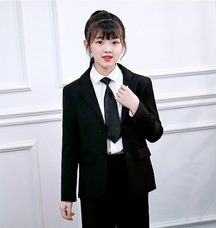 【急速出荷】卒業式 スーツ 女の子 子供スーツ 入学式スーツ 大きいサイズ 3点セット ジャケット パンツ ネクタイ キッズスーツ 子どもスーツ 演出衣装 ダンス衣装 中学生ペイトン 卒園式 ジュニ