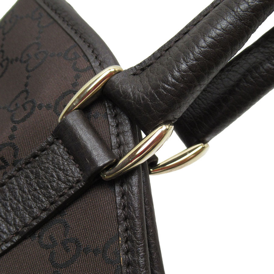 美品 GUCCI グッチ ショルダーバッグ GGナイロンレザー ダーク
