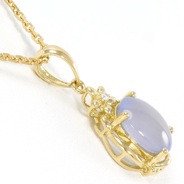 18K YG ネックレス カルセドニー ダイヤ 総重量約5.4g 約40cm ジュエリー 中古 18K YG ネックレス カルセドニー ダイヤ 総重量約5.4g 約40cm ジュエリー 中古