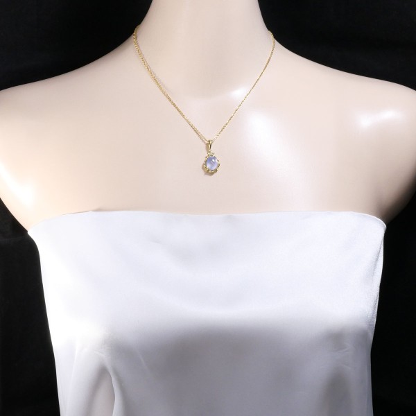 18K YG ネックレス カルセドニー ダイヤ 総重量約5.4g 約40cm ジュエリー 中古 18K YG ネックレス カルセドニー ダイヤ 総重量約5.4g 約40cm ジュエリー 中古