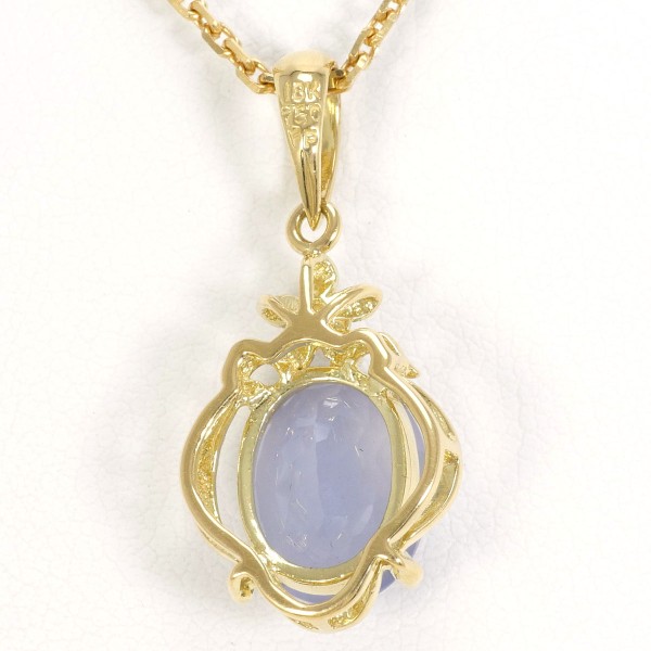 18K YG ネックレス カルセドニー ダイヤ 総重量約5.4g 約40cm ジュエリー 中古 18K YG ネックレス カルセドニー ダイヤ 総重量約5.4g 約40cm ジュエリー 中古