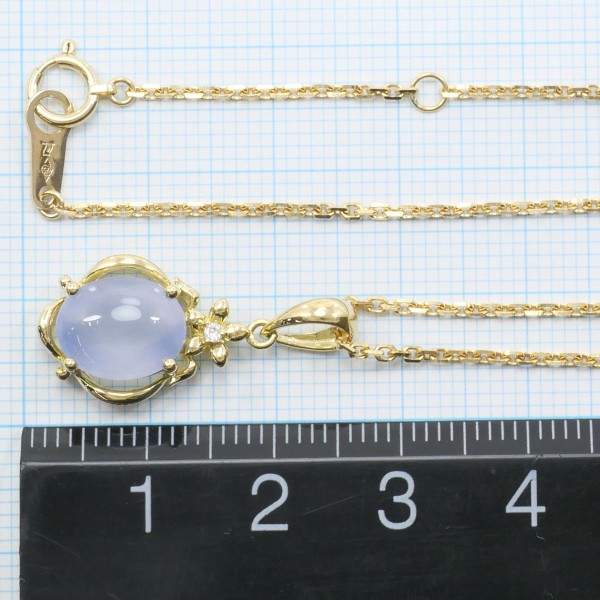 18K YG ネックレス カルセドニー ダイヤ 総重量約5.4g 約40cm ジュエリー 中古 18K YG ネックレス カルセドニー ダイヤ 総重量約5.4g 約40cm ジュエリー 中古