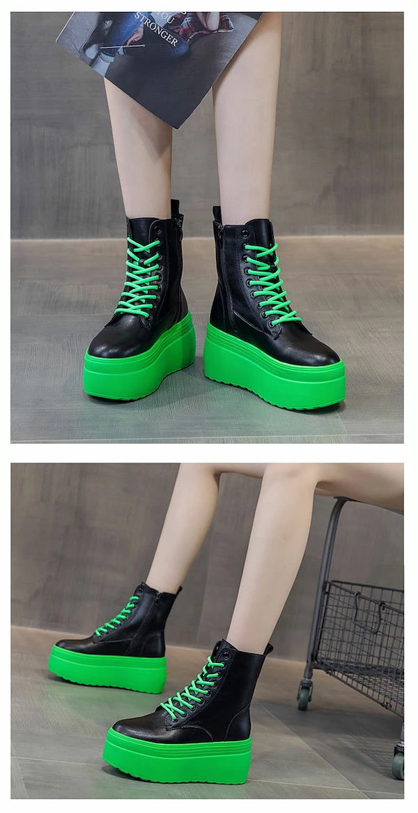 Qoo10] ブーツ レディース 厚底 ショートブーツ