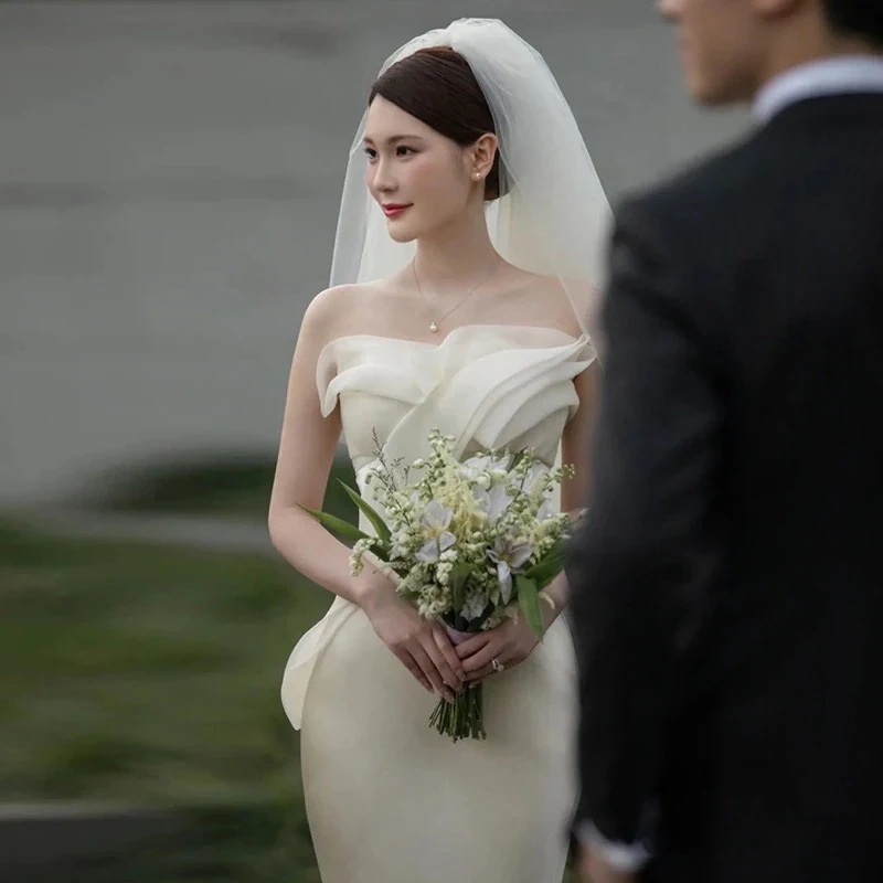 母の日23ウエディングドレスロングドレス結婚式ウエディングドレスロングドレスイブニングドレス 白 kanxia2418043