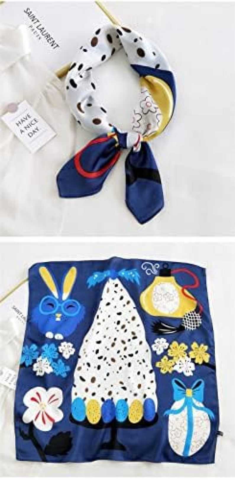 【20%OFFクーポン~】多機能ポリエステルスカーフ女性のための漫画のパターンヒジャブかわいいサテンの小さな正方形のラップヘッドスカーフ スカーフ (Color : Navy Blue Size 【20%OFFクーポン~】多機能ポリエステルスカーフ女性のための漫画のパターンヒジャブかわいいサテンの小さな正方形のラップヘッドスカーフ スカーフ (Color : Navy Blue Size