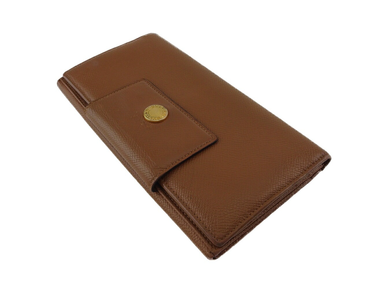 長財布 Wホック 三つ折り 財布 クラシコ レディース メンズ ロゴボタン ブラウン ゴールド 中古 長財布 Wホック 三つ折り 財布 クラシコ レディース メンズ ロゴボタン ブラウン ゴールド 中古