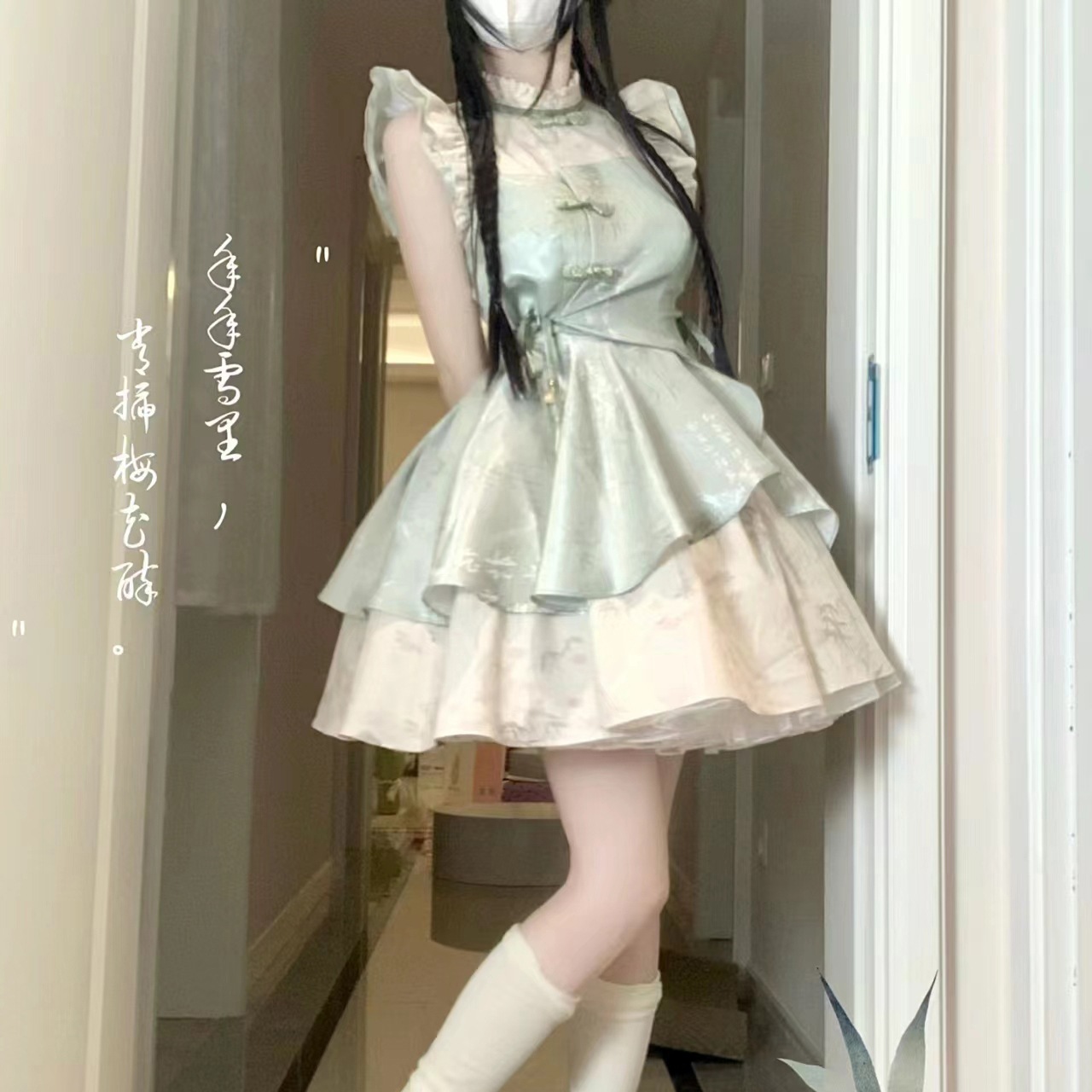 Zhuyao ロリータは新しい風風ロリータドレス国民風改良チャイナドレスを着ています p サスペンダースカート Zhuyao ロリータは新しい風風ロリータドレス国民風改良チャイナドレスを着ています p サスペンダースカート