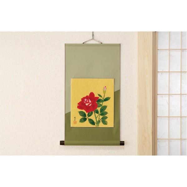 色紙掛 掛け軸 ( 葛谷聖山 バラ ) 長さ:57cm 入れ替え可 日本製 色紙掛 掛け軸 ( 葛谷聖山 バラ ) 長さ:57cm 入れ替え可 日本製