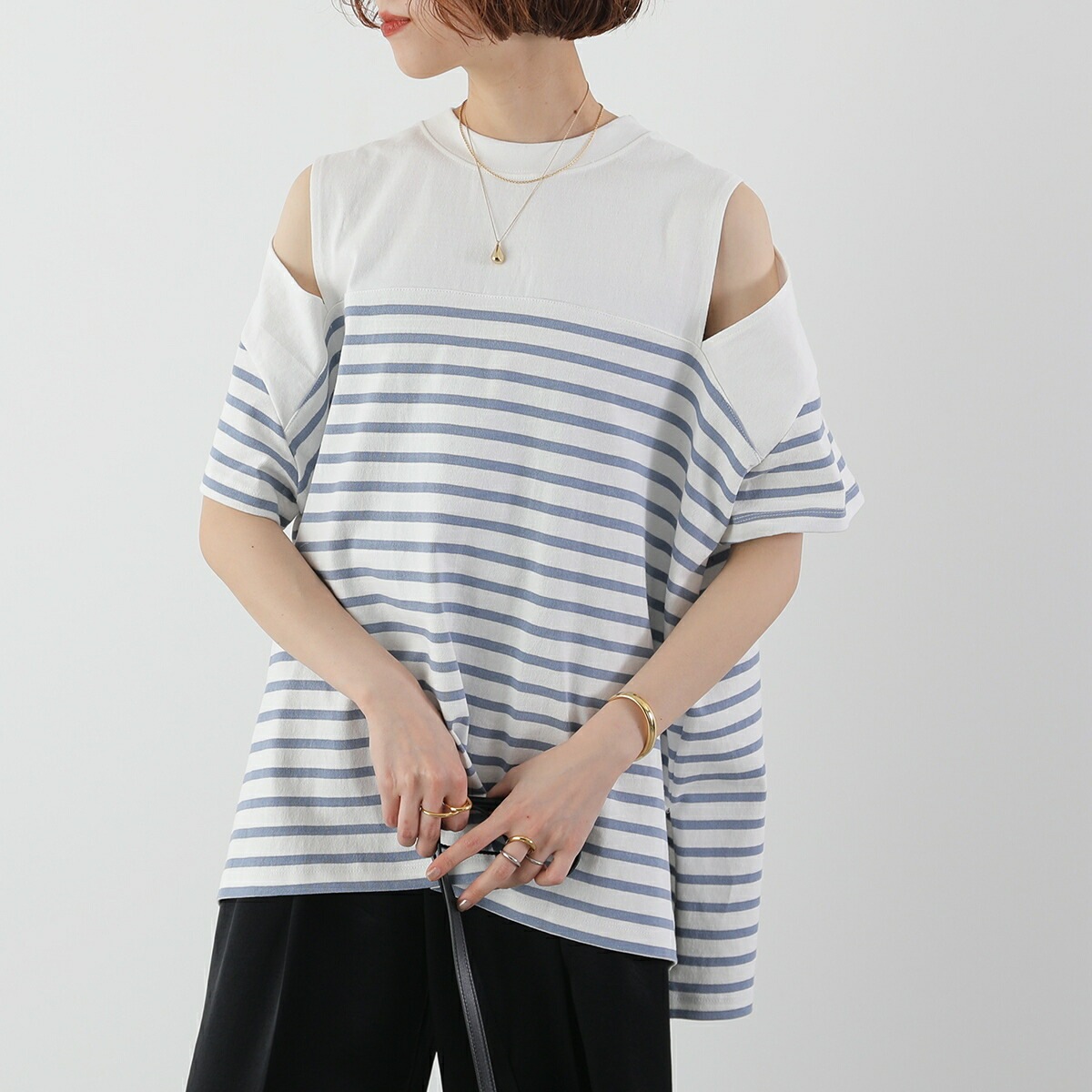 anana アナナ カットソー a19-026 レディース ボーダー オフショルダー コットン 半袖 カラー3色 anana アナナ カットソー a19-026 レディース ボーダー オフショルダー コットン 半袖 カラー3色