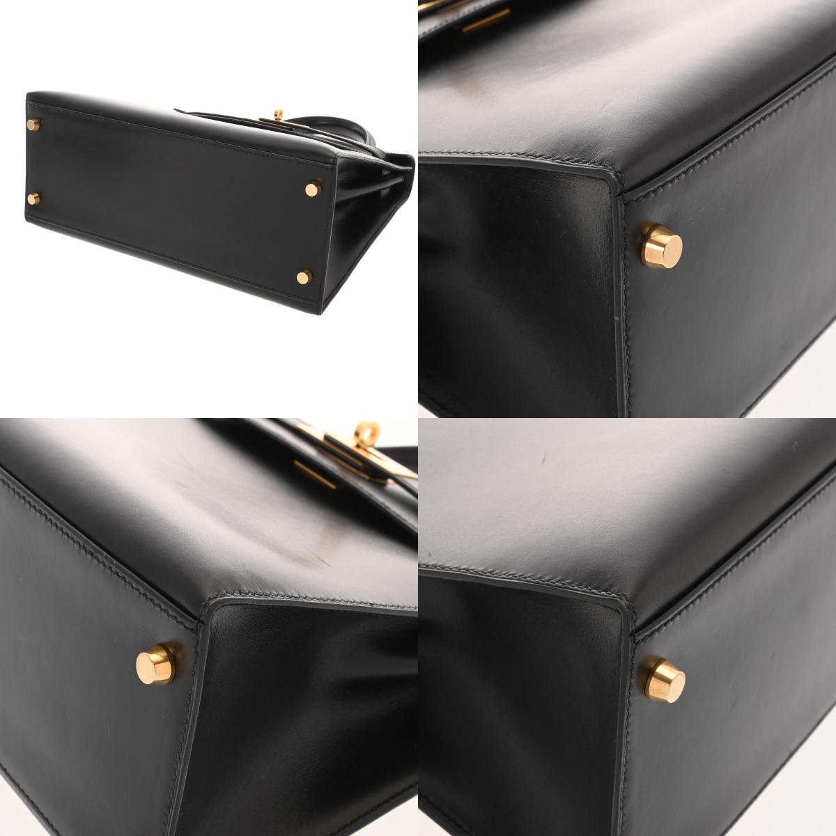 ケリー 28 外縫い 2WAY ブラック C刻印(1999年頃) レディース ボックスカーフ ハンドバッグ ABランク 中古 銀蔵