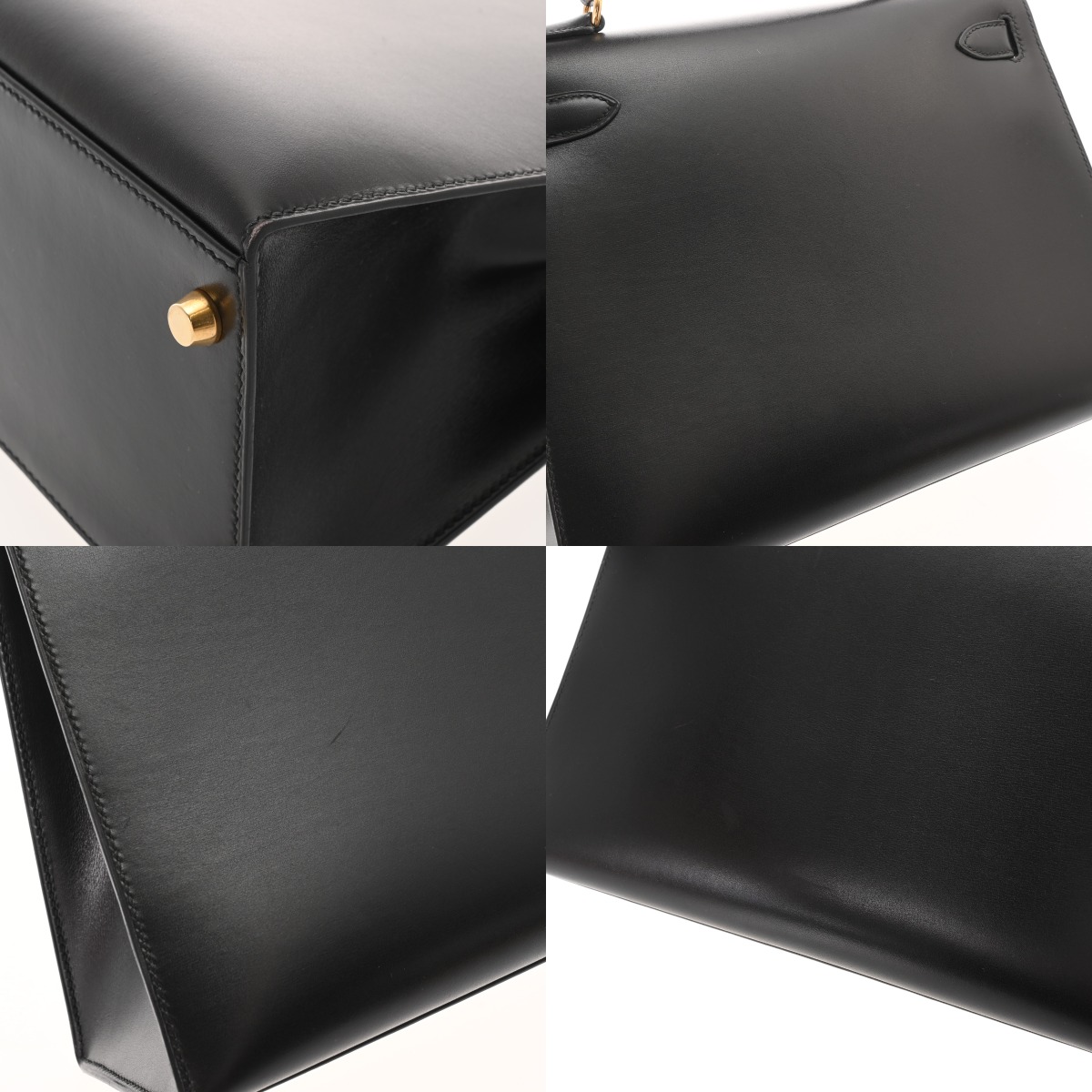 ケリー 28 外縫い 2WAY ブラック C刻印(1999年頃) レディース ボックスカーフ ハンドバッグ ABランク 中古 銀蔵