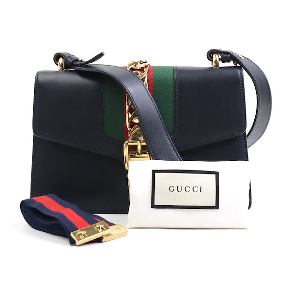 GUCCI グッチ シルヴィ ショルダーバッグ シェリーライン ブラック