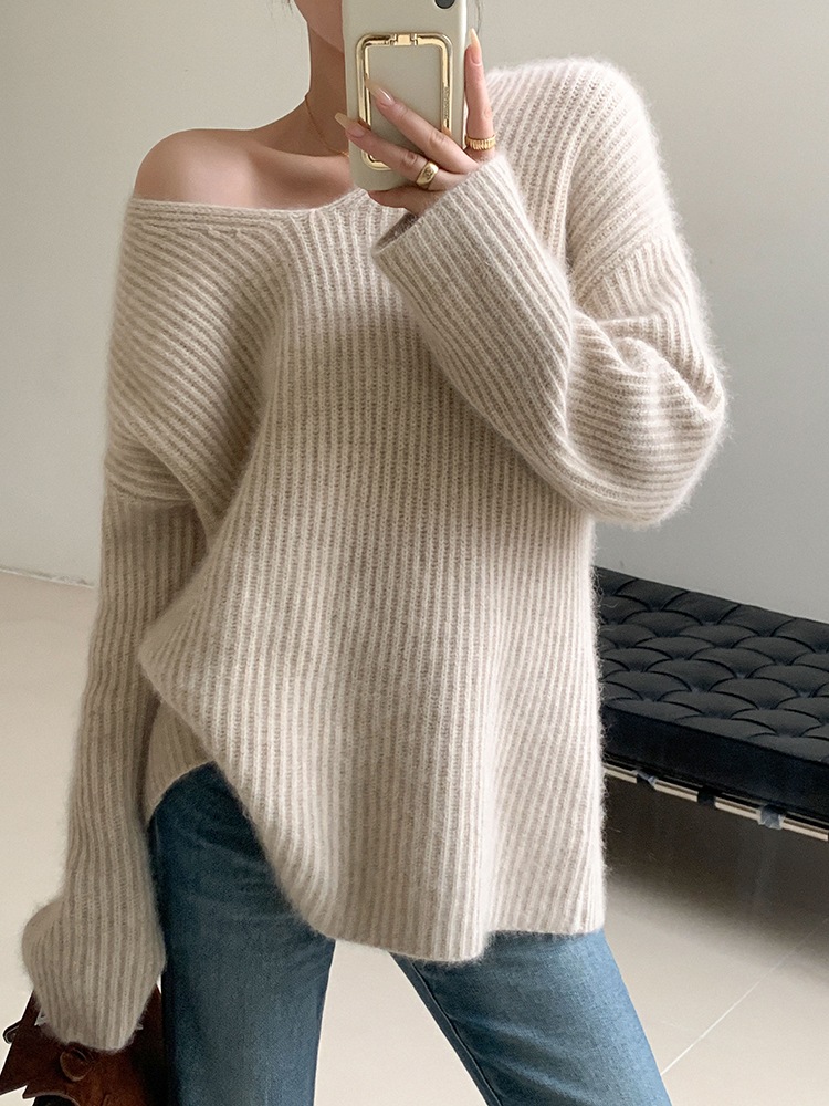 レディース ファッション セーター 女性 秋 冬 ソフト ワックス ワックス ミルク カジュアル トップ アプリコット ＳＭＬXL トップス 袖あり かわいい 大人可愛い きれいめ シンプル pattayablatt.com