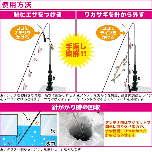 プロックス 攻棚ワカサギ アンテナ マルチアングル 万力式 ブラック