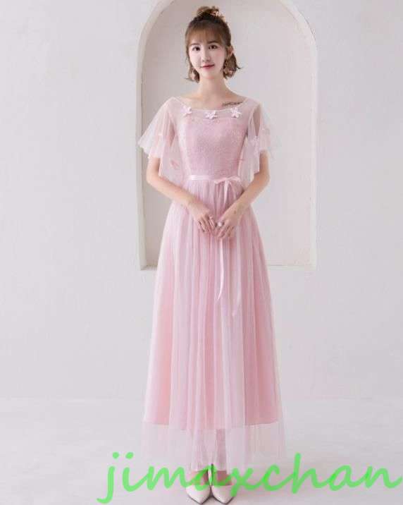 サマー　５色選　パーティードレス ワンピース　結婚式 ブライズメイド ドレス　Aライン ベアトップ　ロング　安い　花嫁