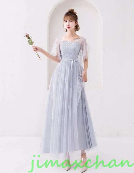 サマー　５色選　パーティードレス ワンピース　結婚式 ブライズメイド ドレス　Aライン ベアトップ　ロング　安い　花嫁