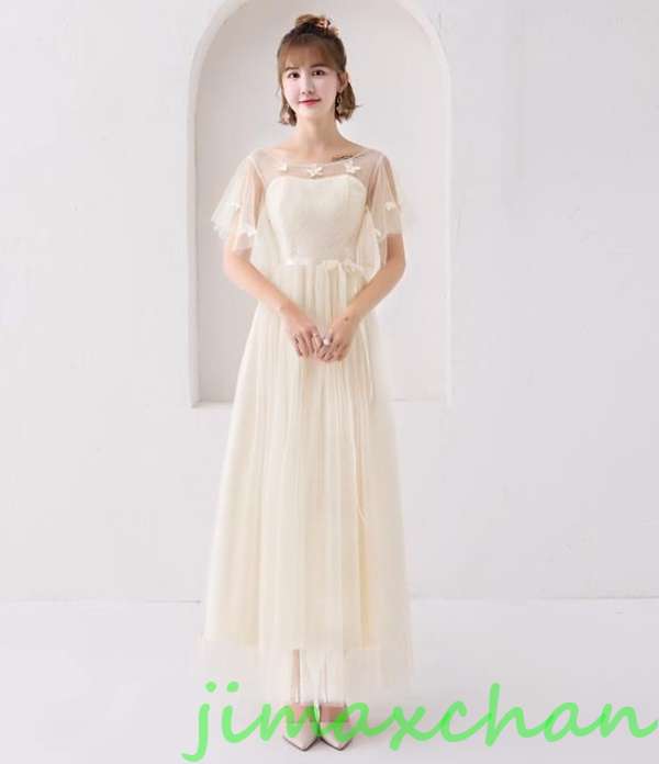 サマー　５色選　パーティードレス ワンピース　結婚式 ブライズメイド ドレス　Aライン ベアトップ　ロング　安い　花嫁