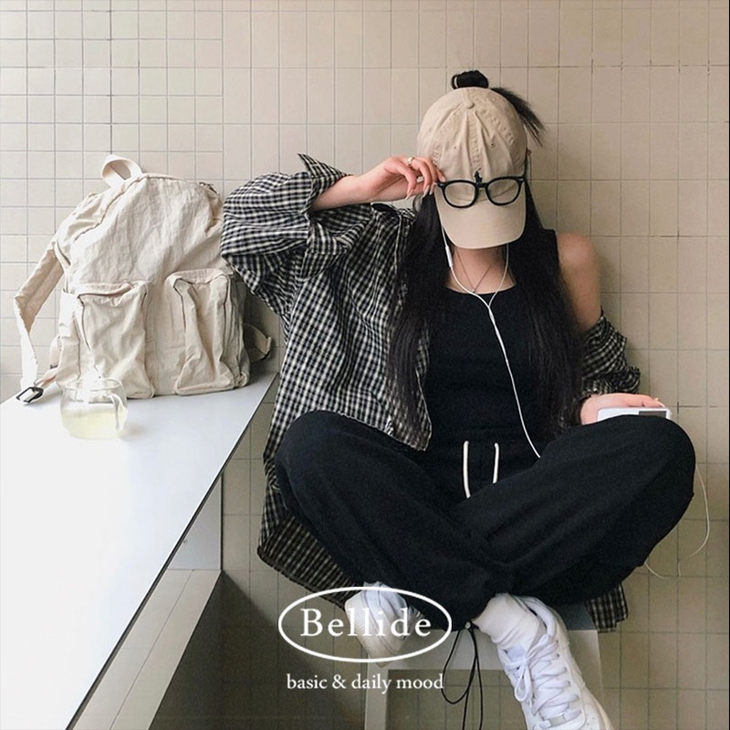 [MADE] カジュアルオーバーフィットフードチェックシャツ bs1164