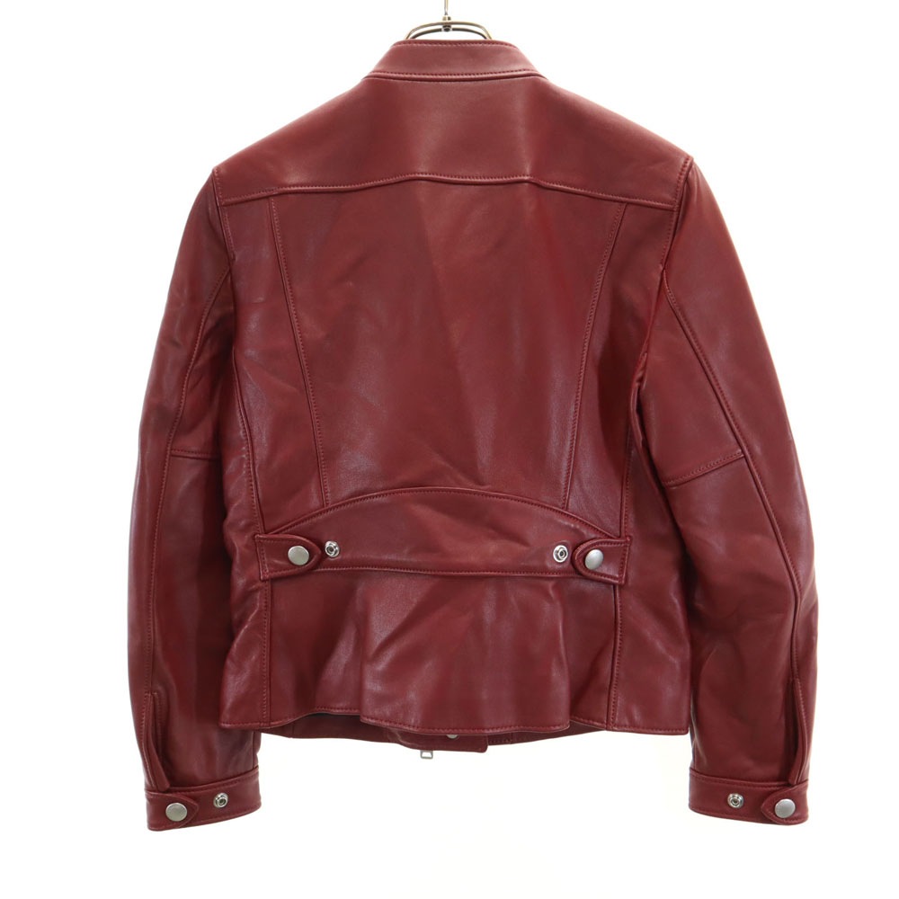 F33830 ダブルライダースジャケット S レッド レザージャケット レディース 古着