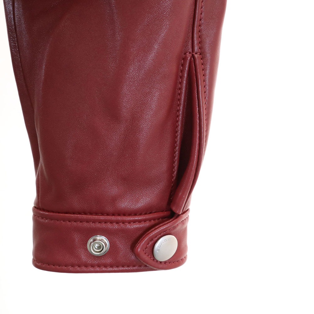 F33830 ダブルライダースジャケット S レッド レザージャケット レディース 古着