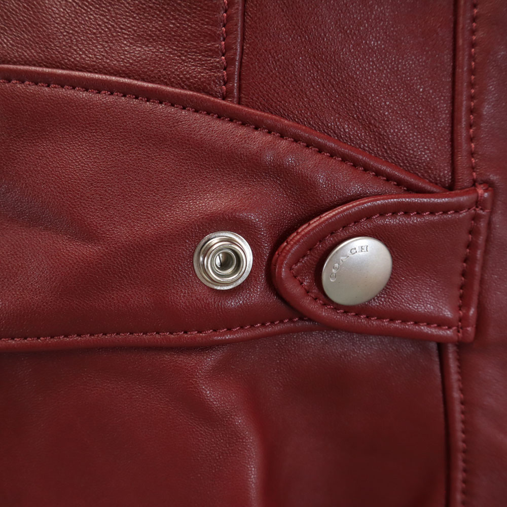 F33830 ダブルライダースジャケット S レッド レザージャケット レディース 古着