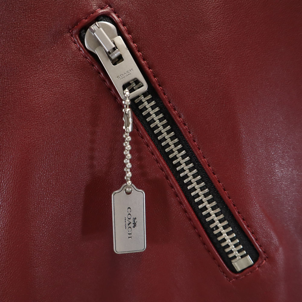 F33830 ダブルライダースジャケット S レッド レザージャケット レディース 古着