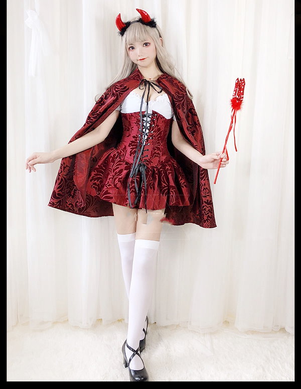 sugarnine 赤ずきん コスプレ 赤ずきんロングフレアワンピース 【 ハロウィン3点セット