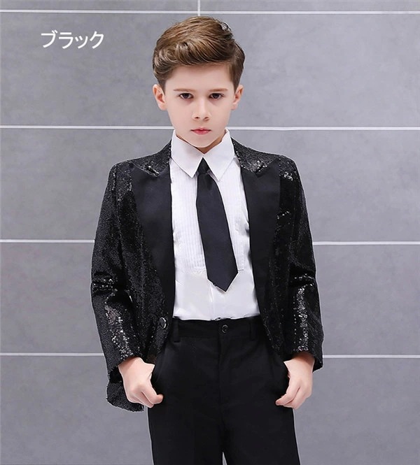 キッズ ジャケット（単品）ステージ 衣装 演出 スパンコール 男の子 キッズ ダンス 王子様 演劇 コスプレ イベント 学園祭 ハロウィン キラキラ 子供 ズボン追加可 120 130 140 150