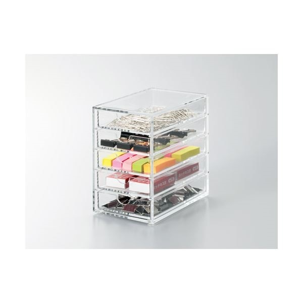 （まとめ）スマイル アクリル収納ケース5段 741165[x5セット]