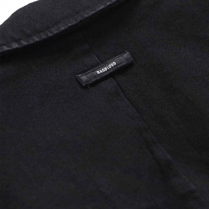 BADBLOODメタリック絵画デニムブレザーラージフィット - ブラック/シルバー BADBLOODメタリック絵画デニムブレザーラージフィット - ブラック/シルバー