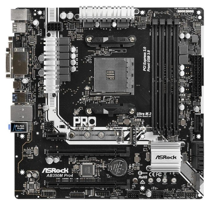 ASROCK AB350M Pro4 AMD 64GB VGA HDMI DVI Micro ATX Motherboard ASROCK AB350M Pro4 AMD 64GB VGA HDMI DVI Micro ATX Motherboard