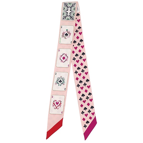 エルメス HERMES スカーフ ツイリー シルク ローズナクレ×フューシャ×ルージュ 【JEU DE CARTES/ジュー ドゥ カルト】 【中古】 エルメス HERMES スカーフ ツイリー シルク ローズナクレ×フューシャ×ルージュ 【JEU DE CARTES/ジュー ドゥ カルト】 【中古】