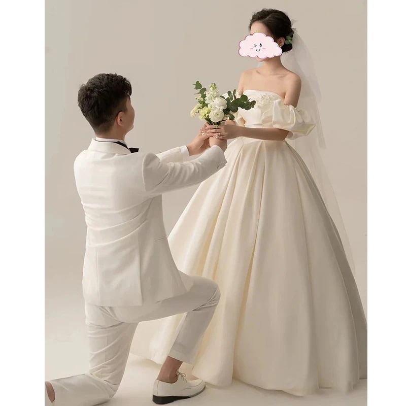 ウェディングドレス ロングドレス 結婚式 ウエディングドレス 海外 挙式 二次会 花嫁 前撮り エレガント サテン 長袖 ホワイト シンプル リゾートドレス 後撮り