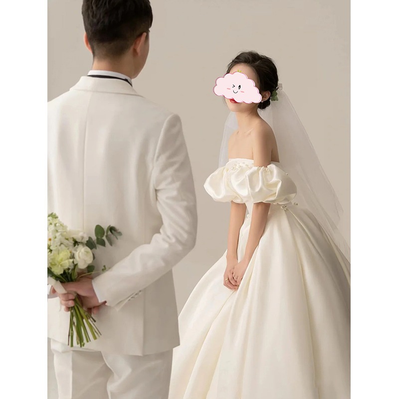 ウェディングドレス ロングドレス 結婚式 ウエディングドレス 海外 挙式 二次会 花嫁 前撮り エレガント サテン 長袖 ホワイト シンプル リゾートドレス 後撮り