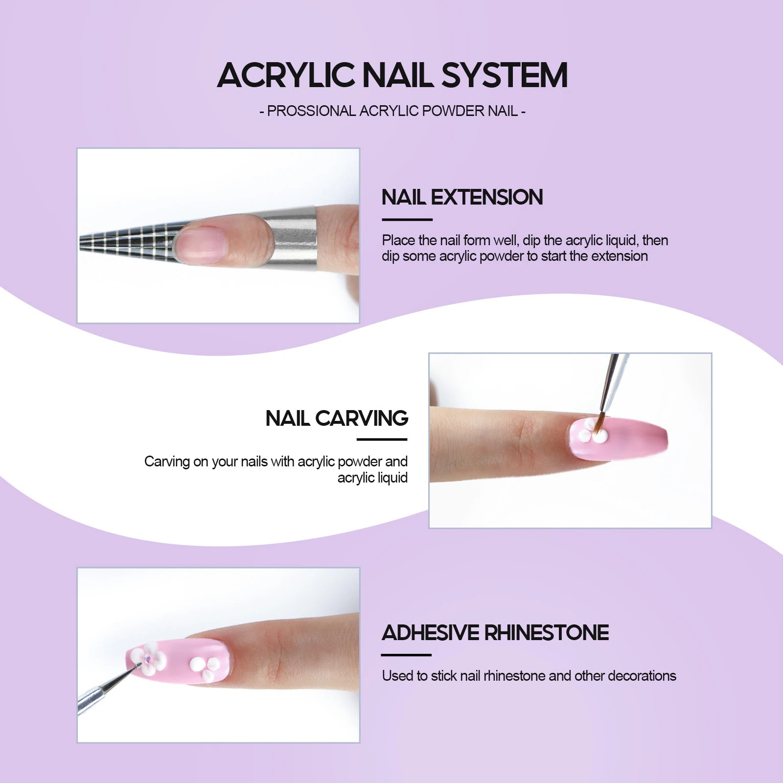 每日更新人気 対応 耐久性のある美しい5点セット アクリルパウダー アクリルパウダーキット アクリルリキッド 長さだしネイル ネイルフォーム クリア 3Dネイルアート 初心者 プロ向け