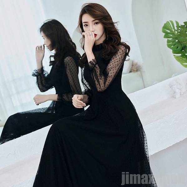 ロングドレス ハイネック お呼ばれ ドレス パーティードレス 着痩せ 成人式 演奏会 卒業式 20代 30代 結婚式 ワンピース 二次会 同窓会 ブラック ベージュ