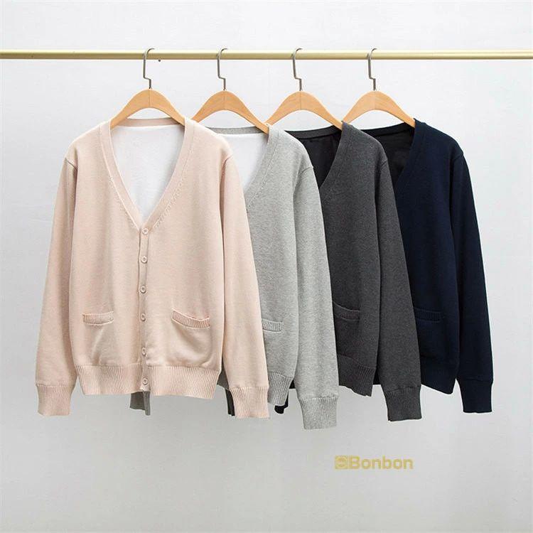 スクール カーディガン 制服 学生服 女の子 男の子厚手 裏微起毛ニットカーディガン スクールニット Vネック 無地 女子高生 高校生 中学生 羽織り トップス 学校