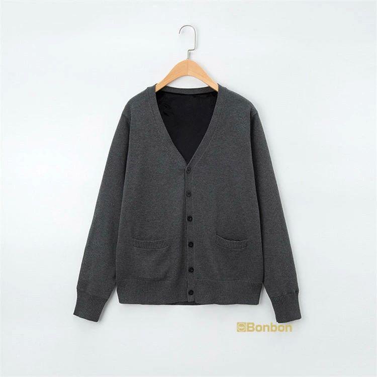 スクール カーディガン 制服 学生服 女の子 男の子厚手 裏微起毛ニットカーディガン スクールニット Vネック 無地 女子高生 高校生 中学生 羽織り トップス 学校