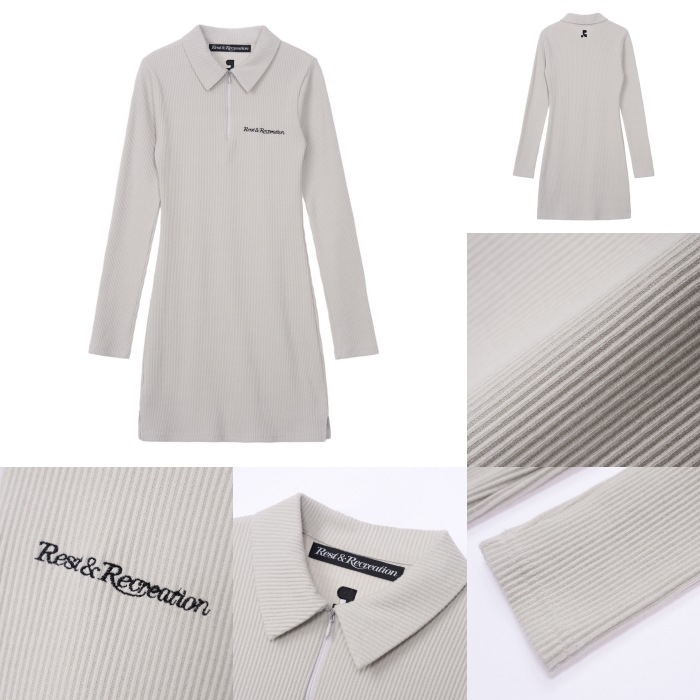 REST & RECREATION】 RR HALF ZIP-UP DRESS : 3COLORS 長袖ミニ