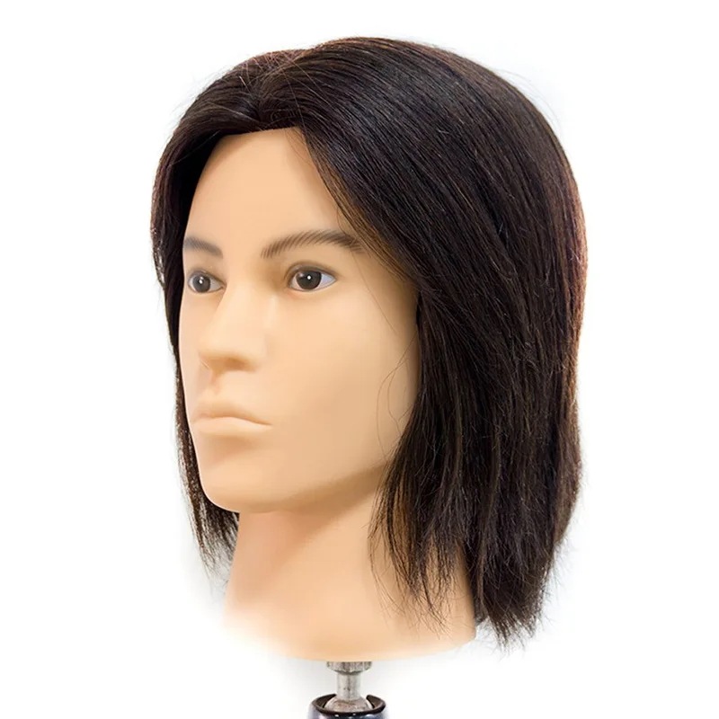 男性用の本物の人間の髪の毛のかつら,男性のマネキンの頭,美容院,トレーニング人形,ヘアスタイリング,100%