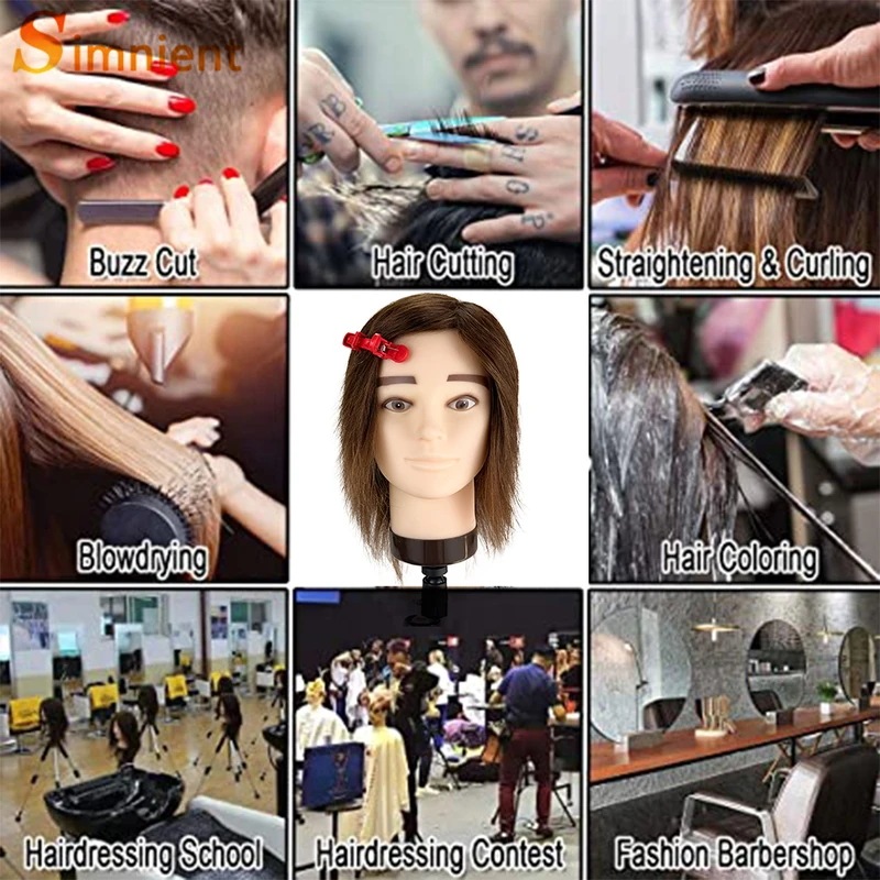 男性用の本物の人間の髪の毛のかつら,男性のマネキンの頭,美容院,トレーニング人形,ヘアスタイリング,100%