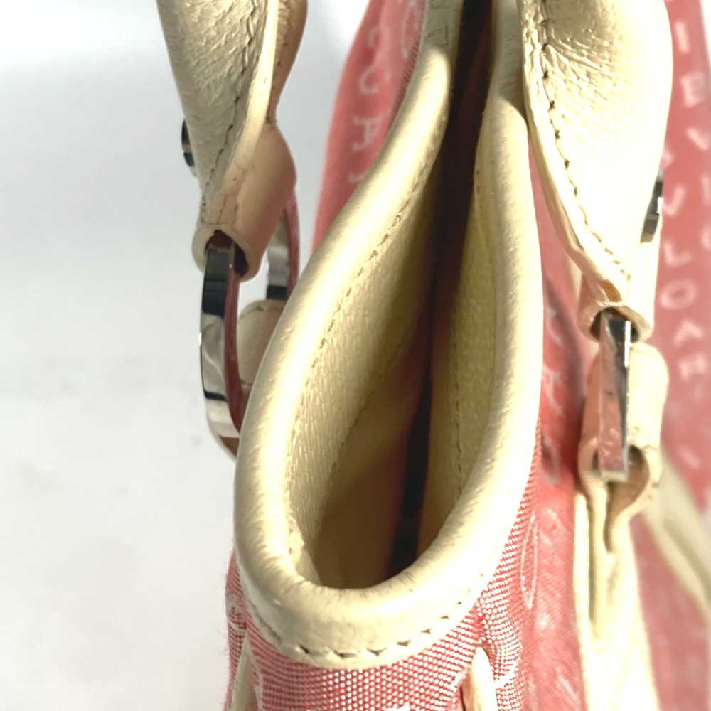 ショルダーバッグ ロゴマニア カバン 縦型 トートバッグ レザー/キャンバス ピンク