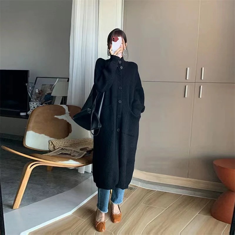 初秋 ニットカーディガン 韓国ファッション ロングカーディガン 体型カバー 暖かい セーター レディース 着痩せ 百掛け冬ニットトップス 秋アウター