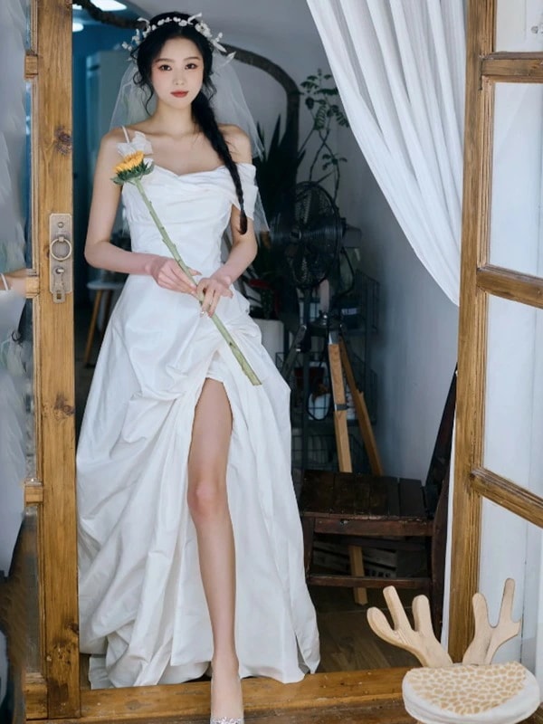 オフショルダー ウエディングドレス ロングドレス パーティードレス 結婚式 10代 20代 30代40代 上品 お呼ばれ 食事会 二次会 披露宴 卒業式 成人式 お得セット４色展開 オフショルダー カラードレス ロングドレス