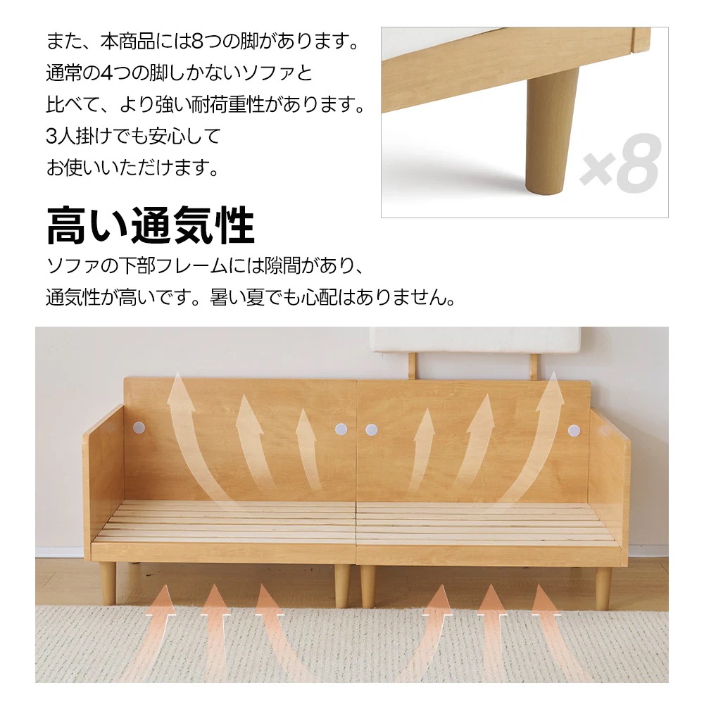 ソファ 3人掛け ヘッドレスト付き 木フレーム コンパクト 幅170cm 北欧 ファブリック 伸縮性 ハイバック おしゃれ 新入荷