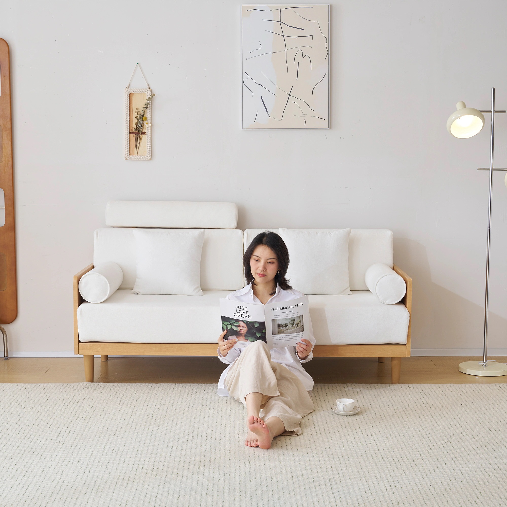 ソファ 3人掛け ヘッドレスト付き 木フレーム コンパクト 幅170cm 北欧 ファブリック 伸縮性 ハイバック おしゃれ 新入荷