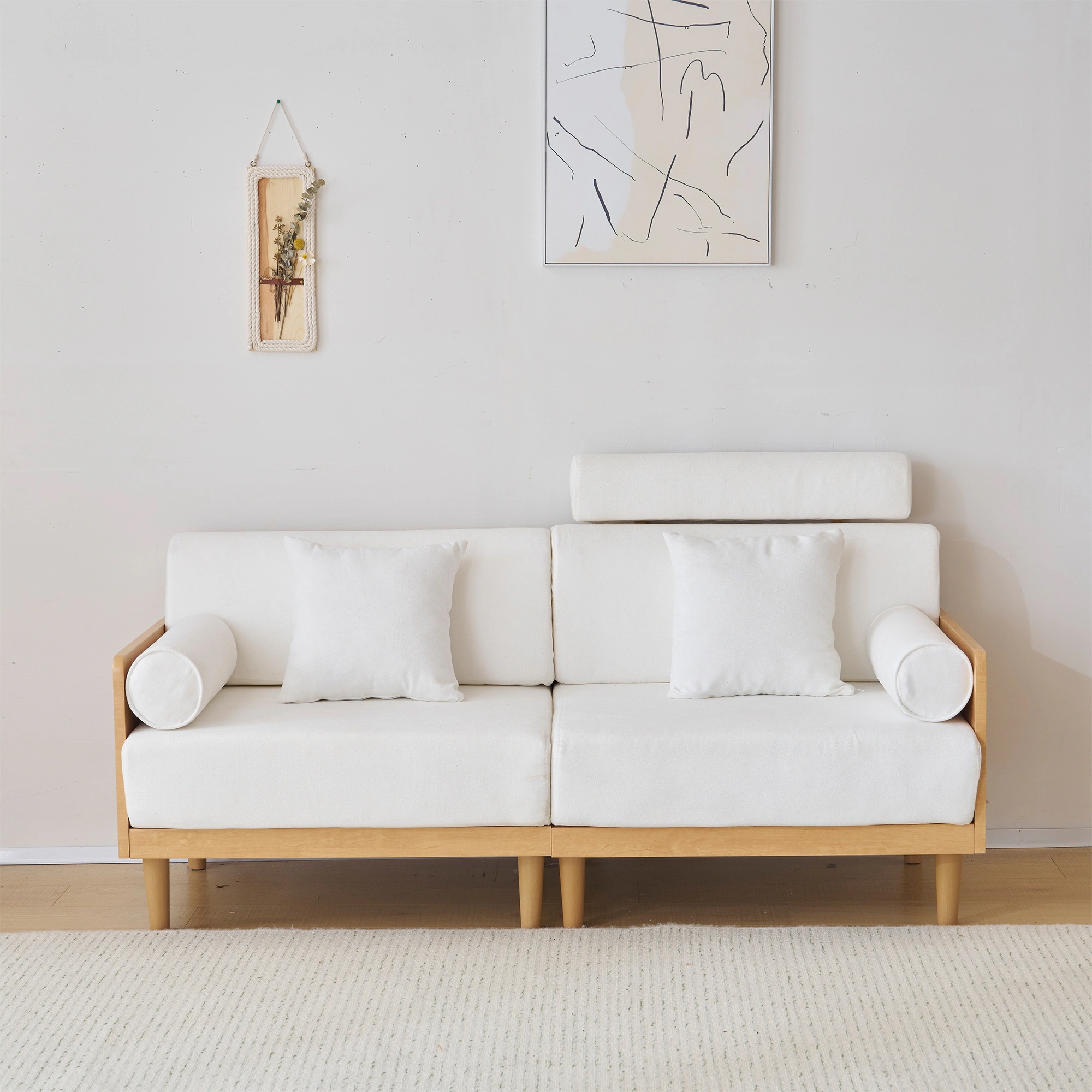 ソファ 3人掛け ヘッドレスト付き 木フレーム コンパクト 幅170cm 北欧 ファブリック 伸縮性 ハイバック おしゃれ 新入荷