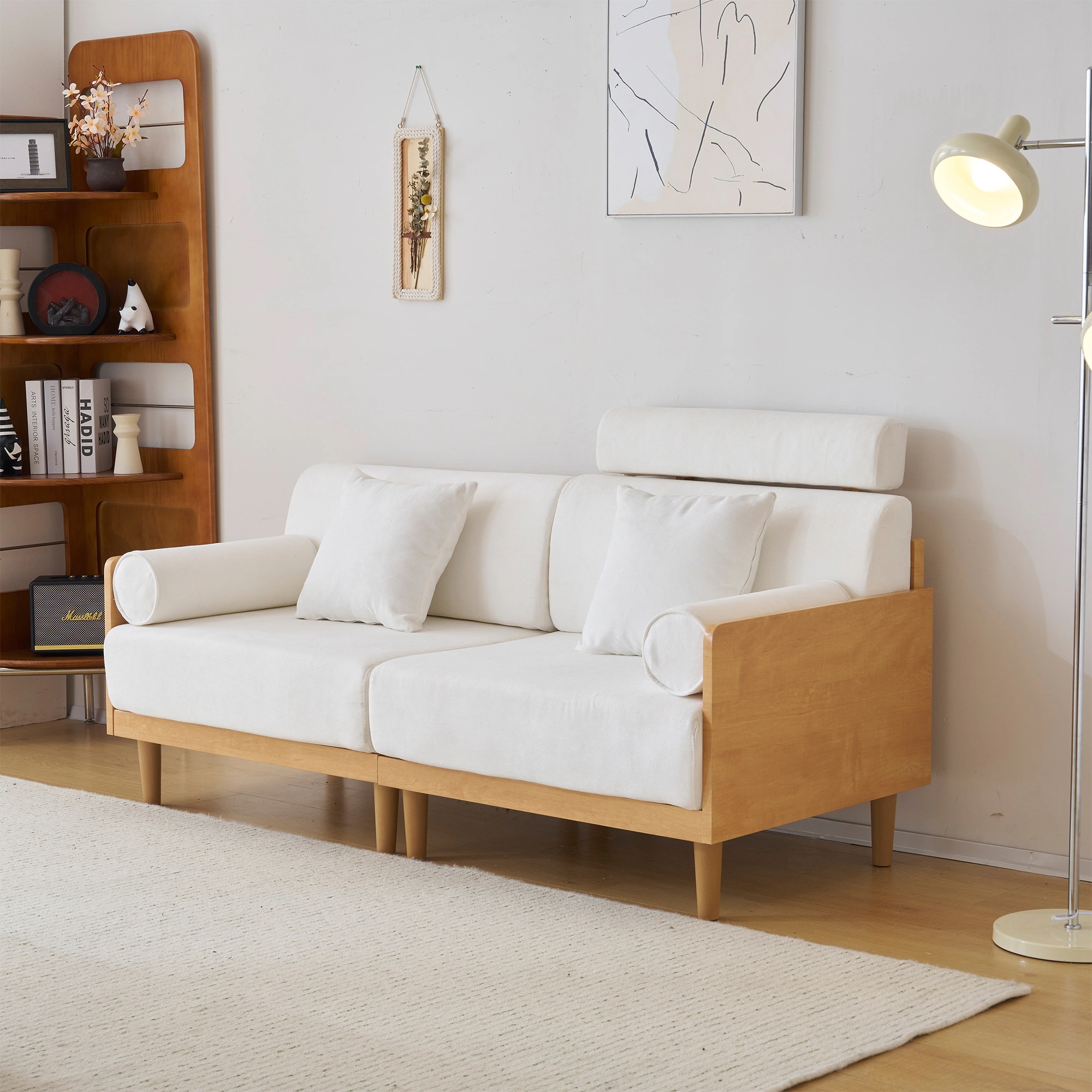 ソファ 3人掛け ヘッドレスト付き 木フレーム コンパクト 幅170cm 北欧 ファブリック 伸縮性 ハイバック おしゃれ 新入荷